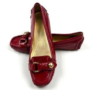 Coach Hellen Patent Leather Loafers Red Women's Dress flats 7.5B